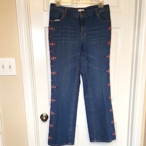Monroe And Main Womens Burgandy Embroidery Jeans Size 16
